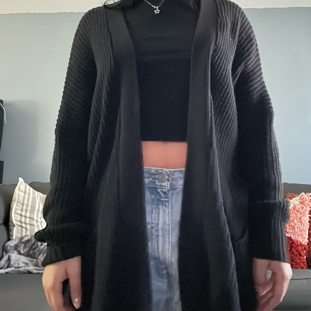 black cardigan